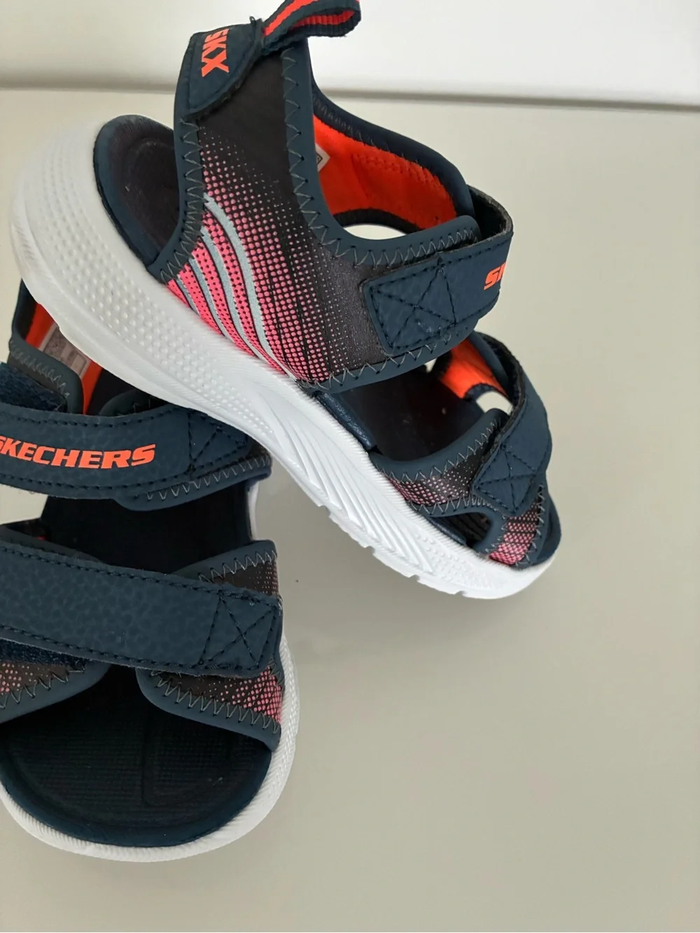Skechers Toddler Boy's Microspec-Splash Hook & Loop Sandal Blu/Oran Size:8